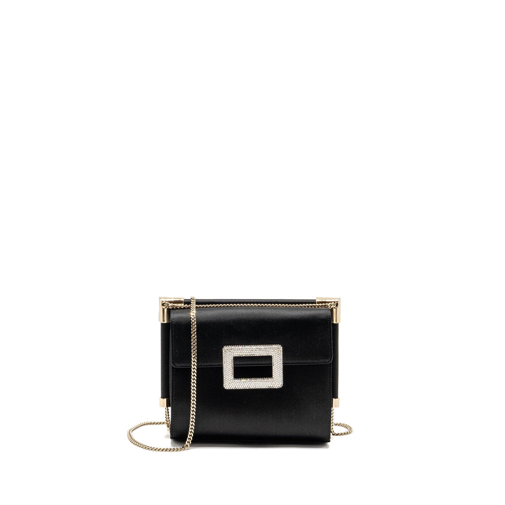 ROGER VIVIER MISS VIV MINI BAG SATIN BLACK LGHW