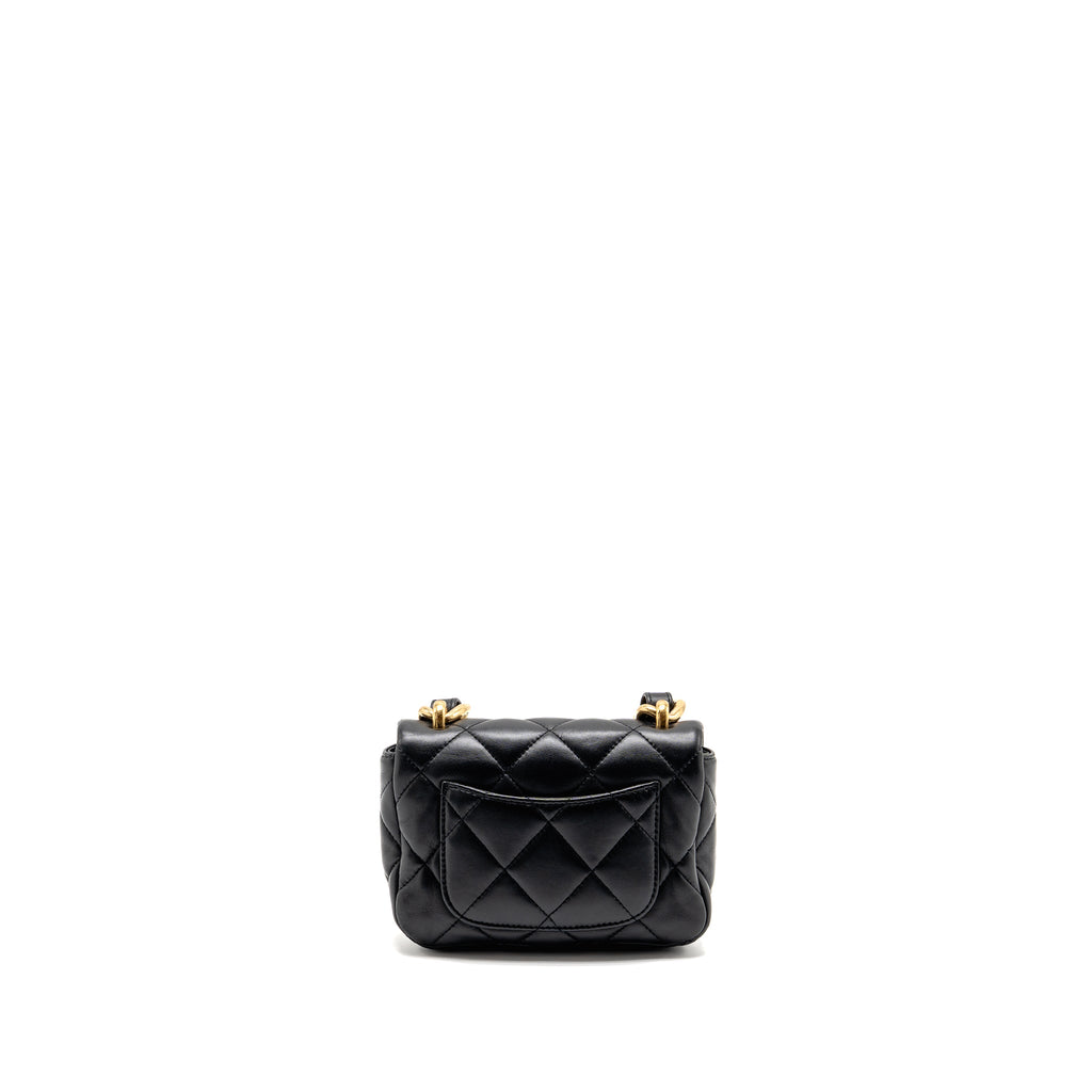 CHANEL 22S GIANT CHAIN MINI FLAP BAG LAMBSKIN BLACK BRUSHED GHW (MICROCHIP)
