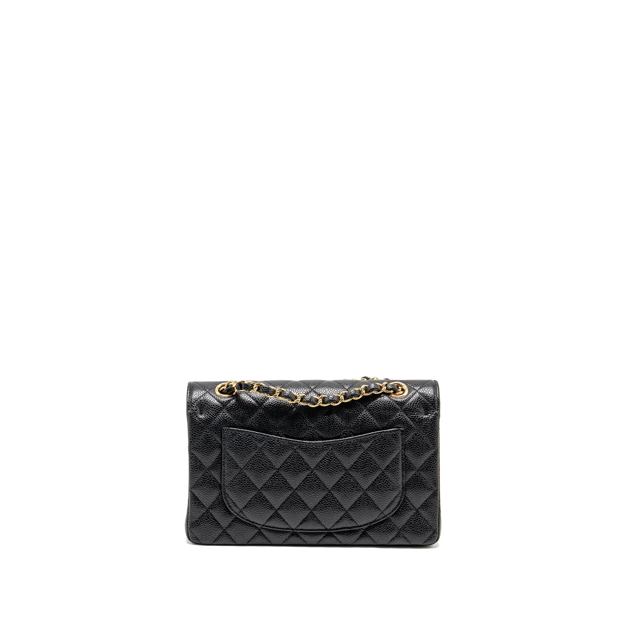 CHANEL SMALL CLASSIC DOUBLE FLAP BAG CAVIAR BLACK GHW (MICROCHIP)