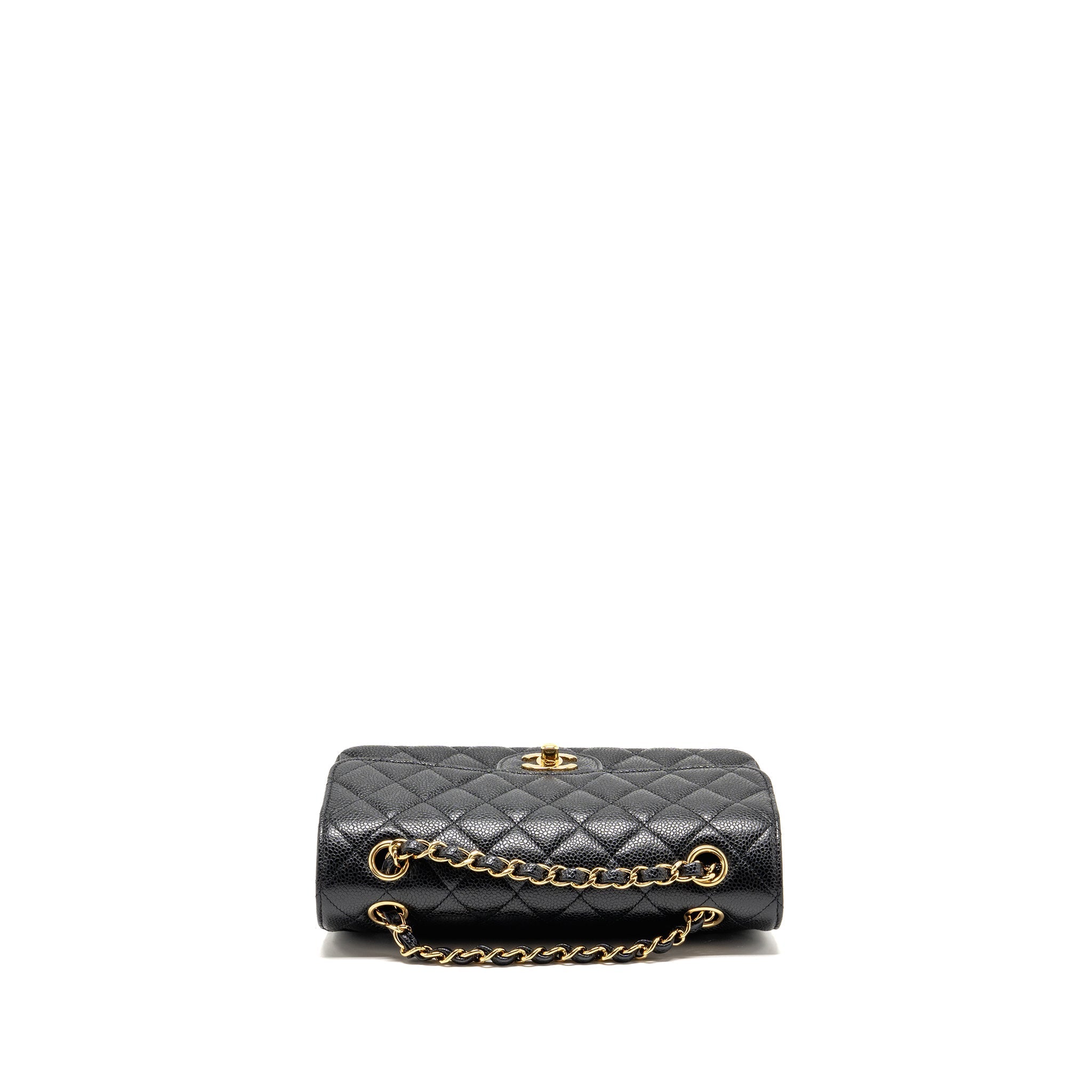 CHANEL SMALL CLASSIC DOUBLE FLAP BAG CAVIAR BLACK GHW (MICROCHIP)
