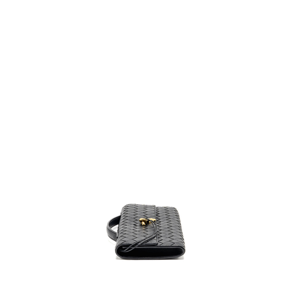 BOTTEGA VENETA ANDIAMO CLUTCH INTRECCIATO CALFSKIN BLACK GHW