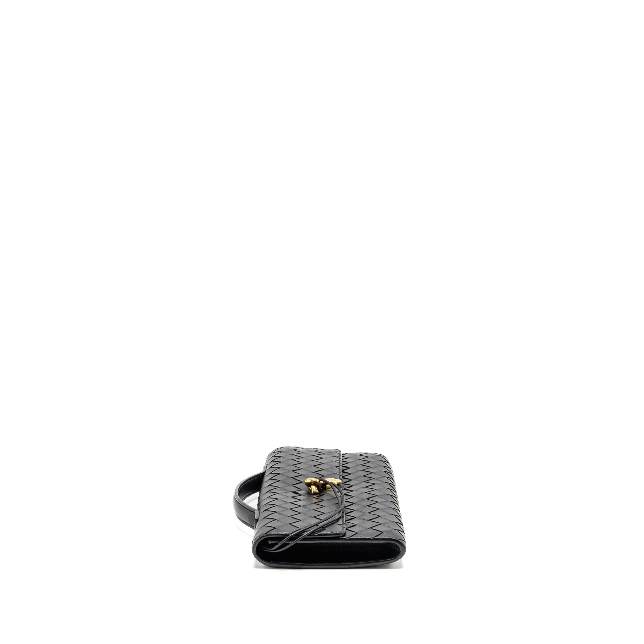 BOTTEGA VENETA ANDIAMO CLUTCH INTRECCIATO CALFSKIN BLACK GHW