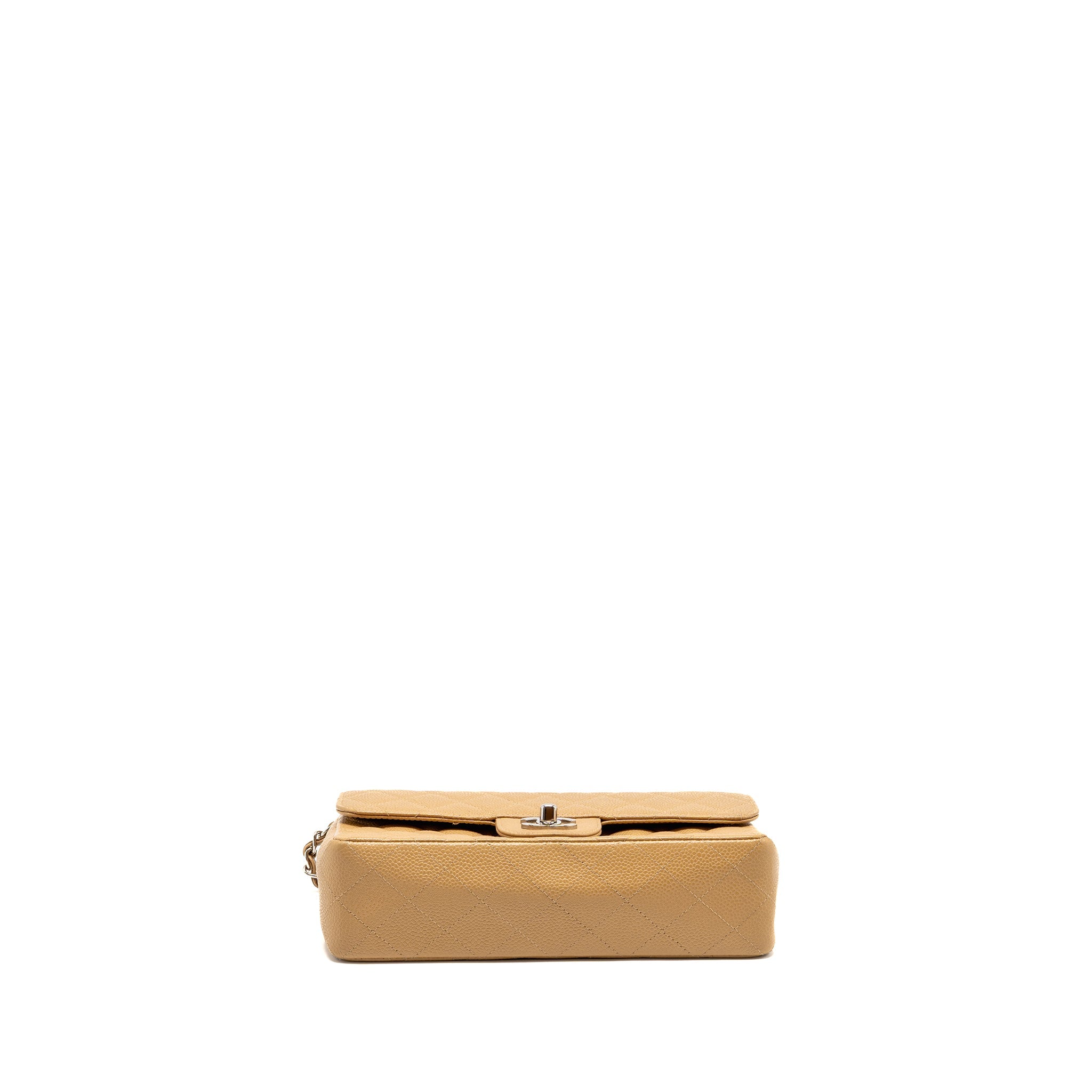 CHANEL SMALL CLASSIC DOUBLE FLAP BAG CAVIAR BEIGE SHW