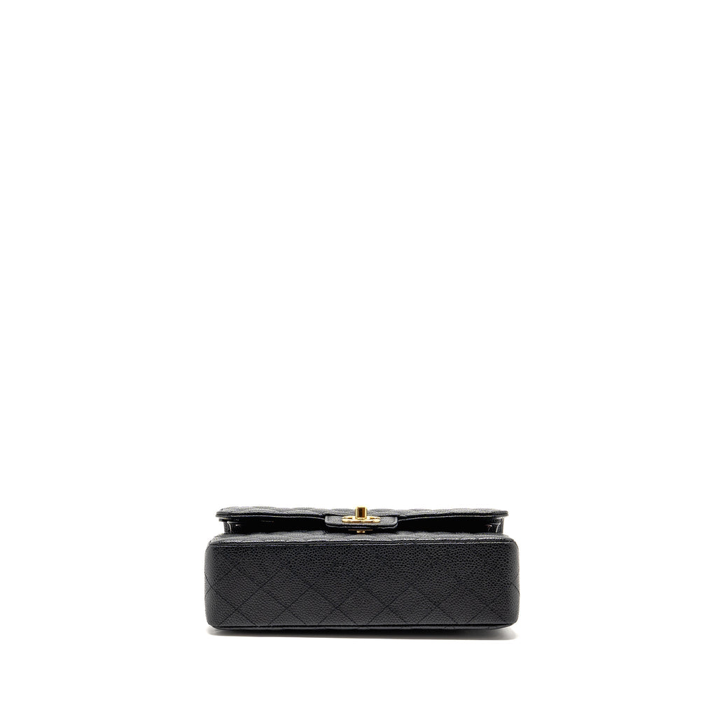 CHANEL SMALL CLASSIC DOUBLE FLAP BAG CAVIAR BLACK GHW (MICROCHIP)