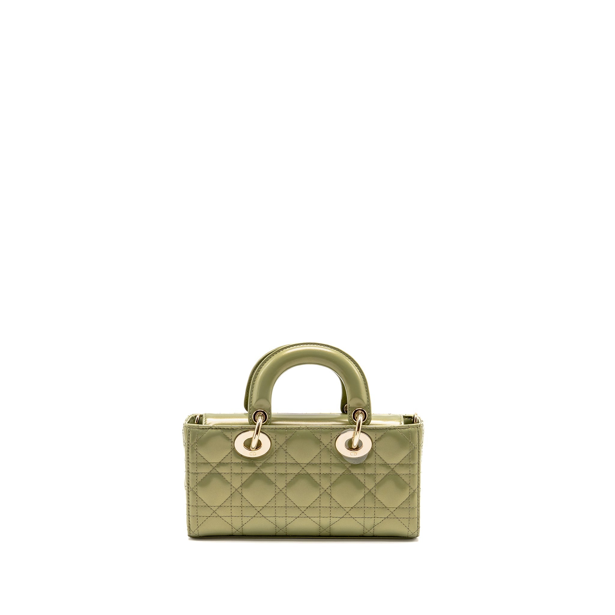 DIOR SMALL LADY D-JOY BAG CANNAGE PATENT LEATHER IRIDESCENT GREEN LGHW