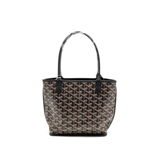 GOYARD MINI ANJOU TOTE GOYARDINE CANVAS / LEATHER BLACK SHW