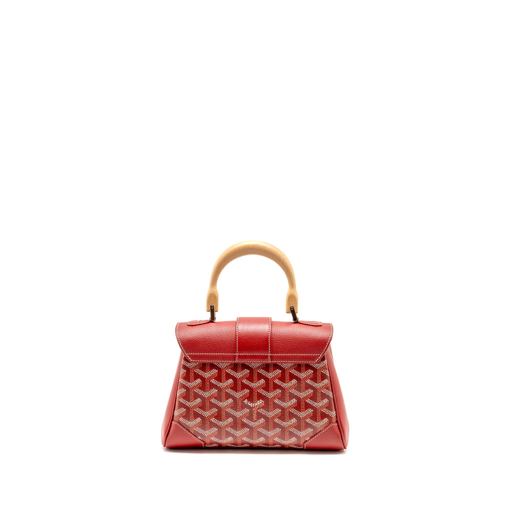 GOYARD MINI SAIGON SOUPLE BAG GOYARDINE CANVAS/CALFSKIN RED SHW