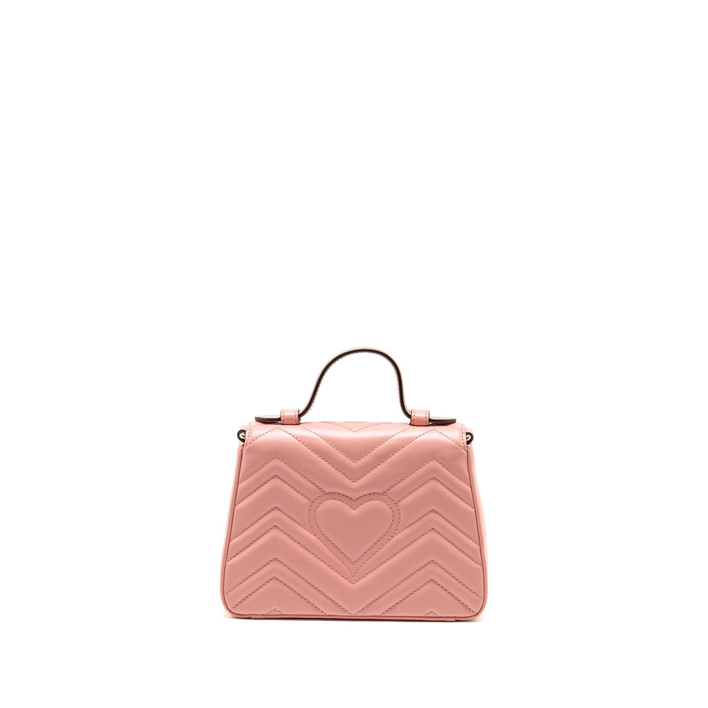GUCCI GG MARMONT MINI TOP HANDLE BAG CALFSKIN PINK SHW