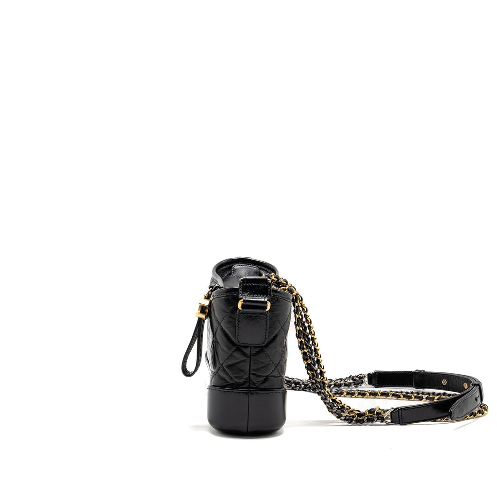 CHANEL SMALL GABRIELLE HOBO BAG AGED CALFSKIN BLACK MULTICOLOURED HARDWARE