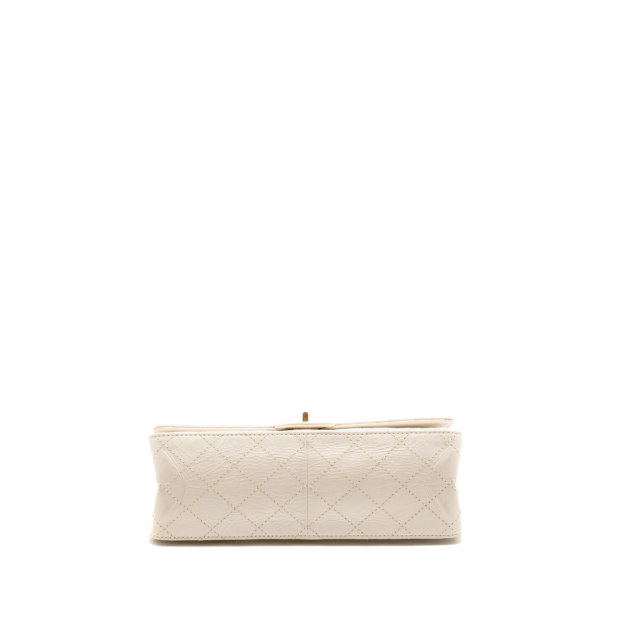 CHANEL 2.55 226 REISSUE DOUBLE FLAP BAG AGED CALFSKIN WHITE GHW