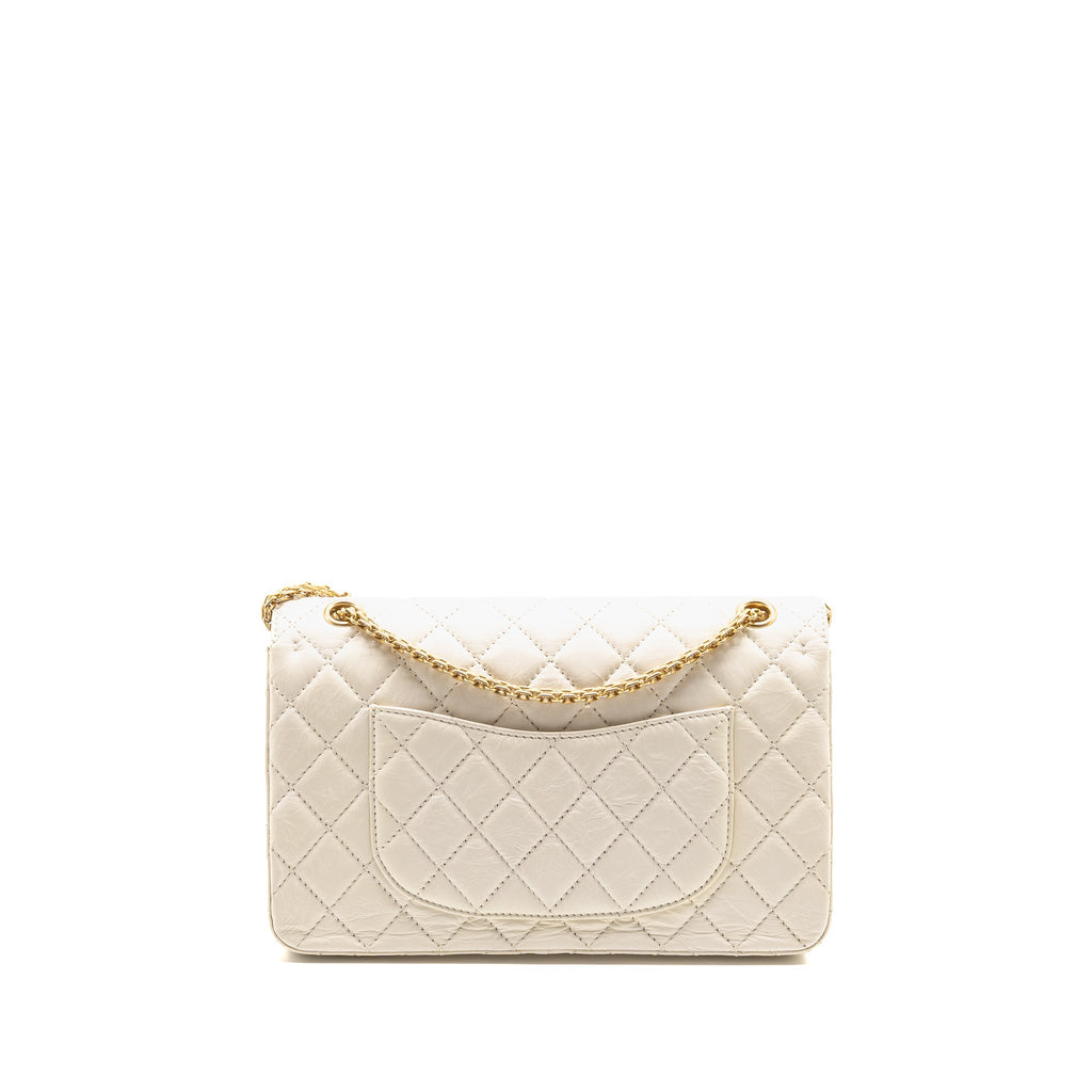 CHANEL 2.55 226 REISSUE DOUBLE FLAP BAG AGED CALFSKIN WHITE GHW