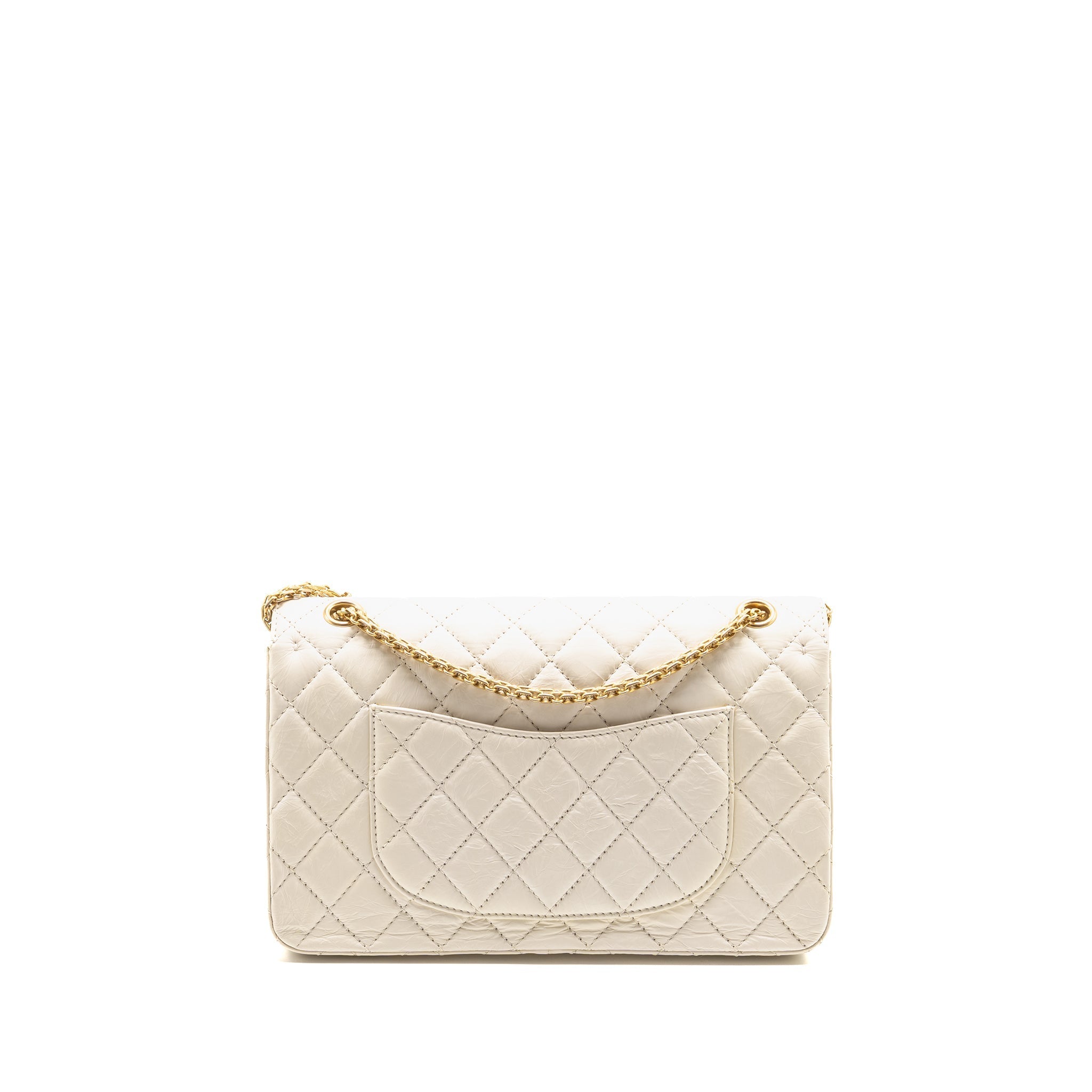 CHANEL 2.55 226 REISSUE DOUBLE FLAP BAG AGED CALFSKIN WHITE GHW