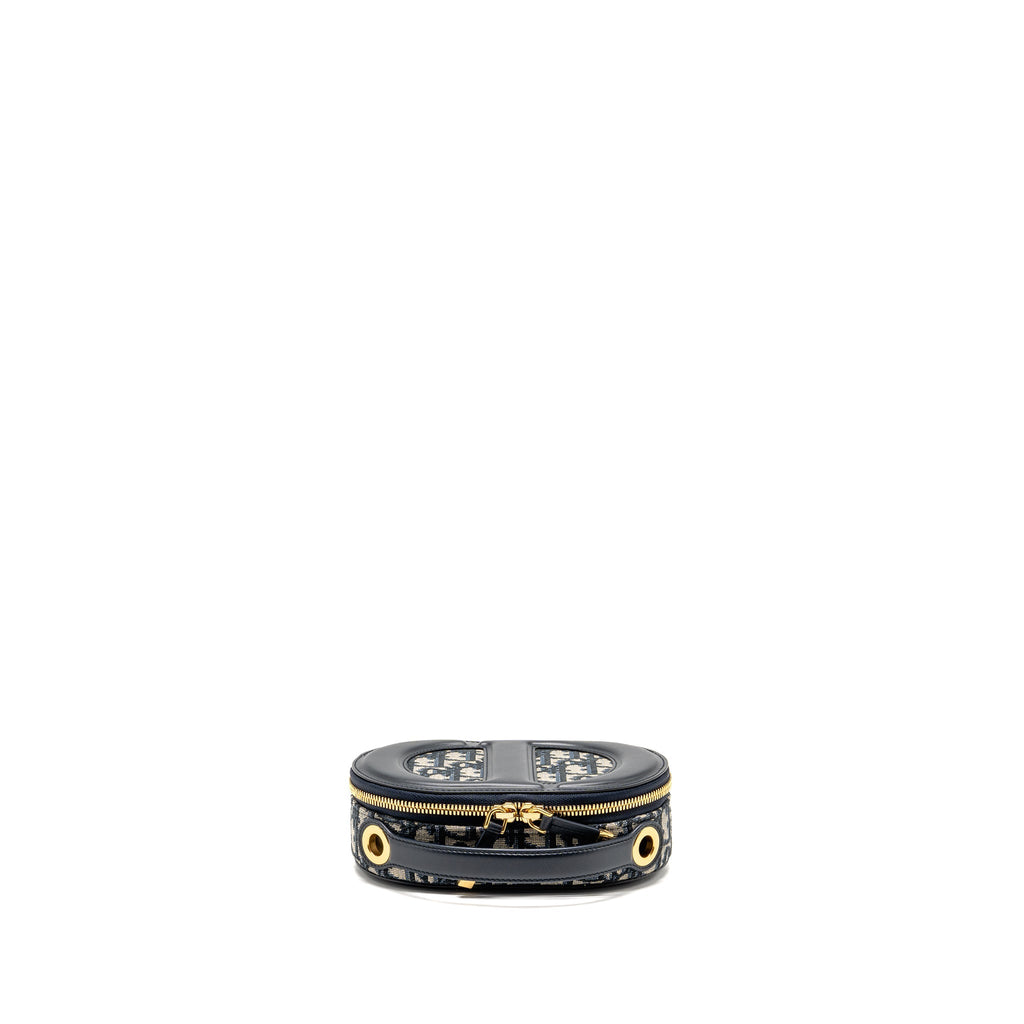 DIOR CD SIGNATURE OVAL CAMERA BAG OBLIQUE JACQUARD BLUE GHW