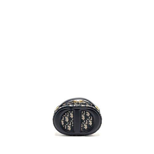 DIOR CD SIGNATURE OVAL CAMERA BAG OBLIQUE JACQUARD BLUE GHW