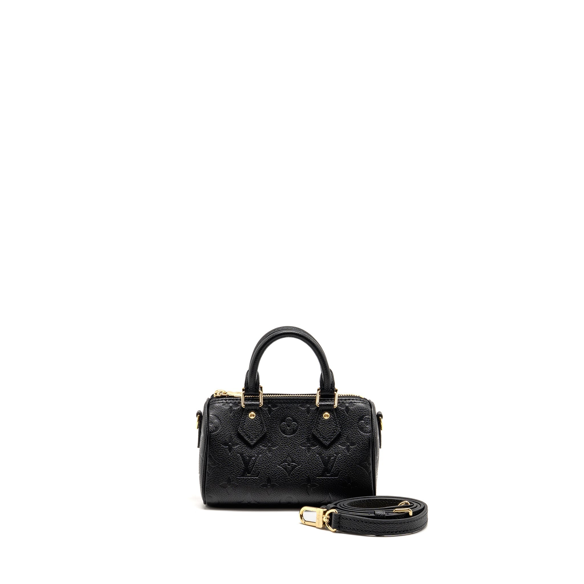 LOUIS VUITTON NANO SPEEDY MONOGRAM EMPREINTE LEATHER BLACK GHW