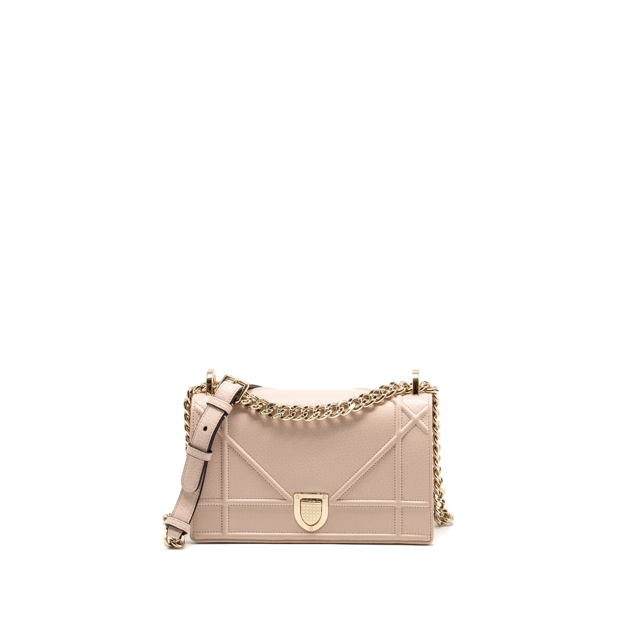 DIOR SMALL DIORAMA GRAINED CALFSKIN LIGHT PINK LGHW
