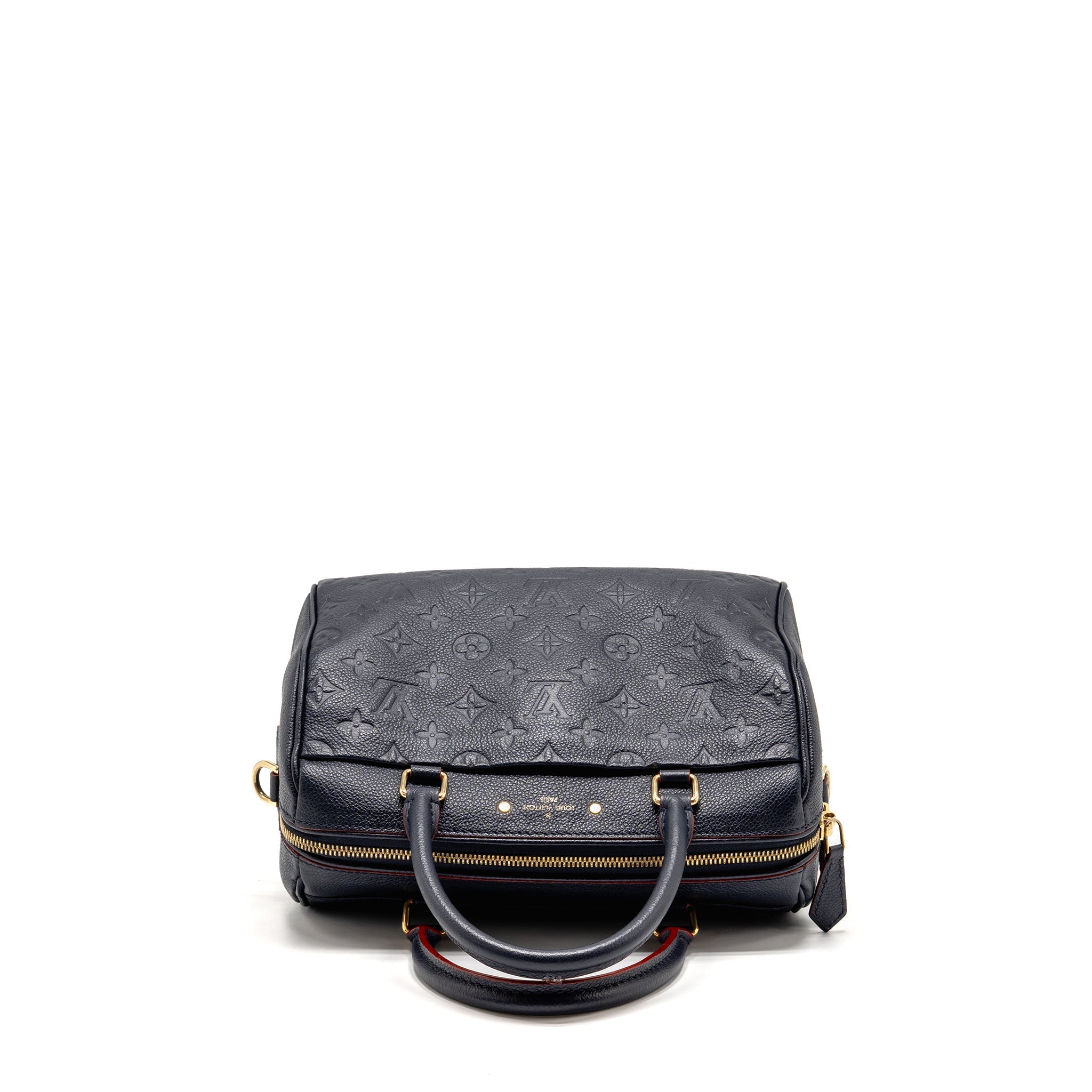 LOUIS VUITTON SPEEDY 25 BANDOULIERE MONOGRAM EMPREINTE NAVY / RED GHW