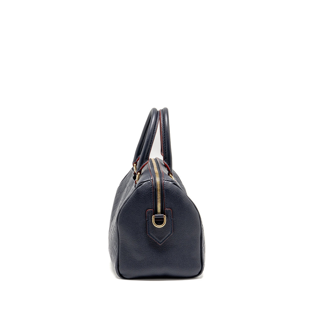 LOUIS VUITTON SPEEDY 25 BANDOULIERE MONOGRAM EMPREINTE NAVY / RED GHW