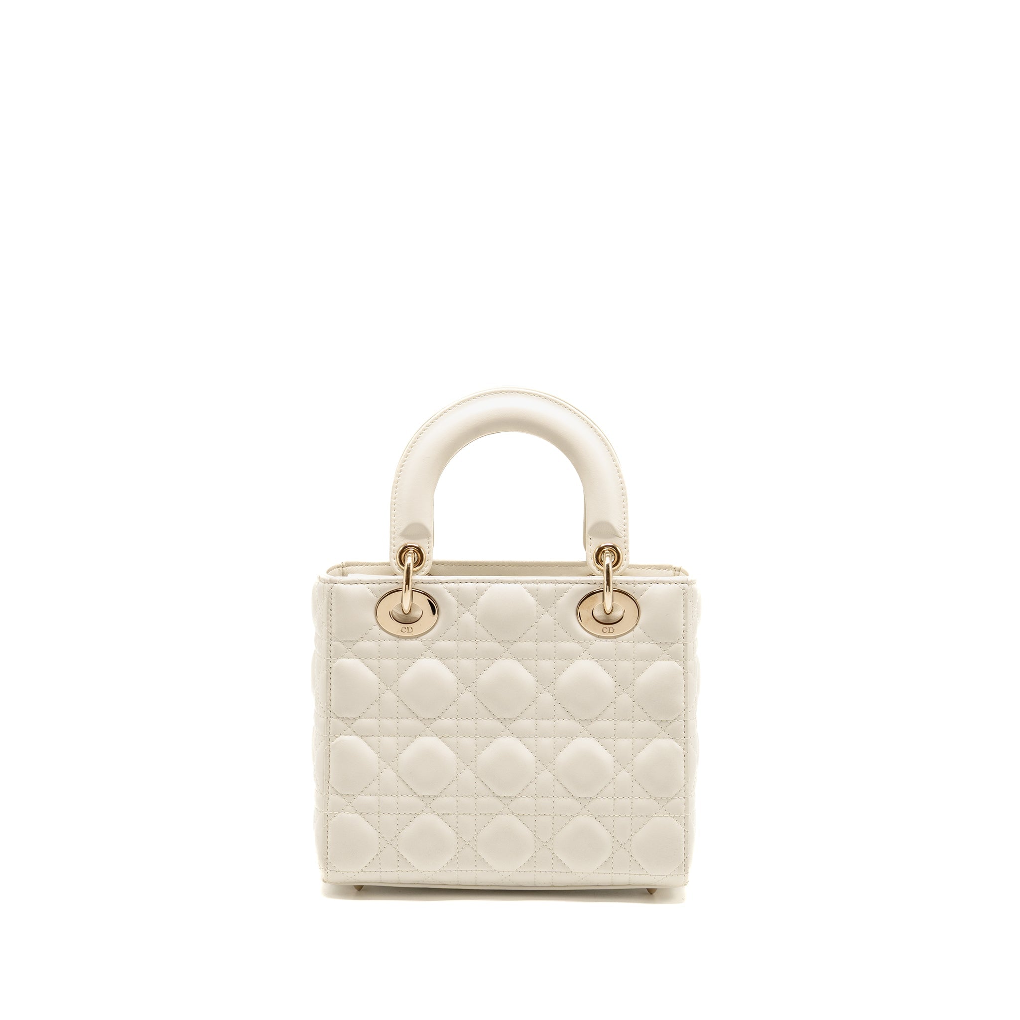 DIOR SMALL LADY DIOR MY ABCDIOR BAG CANNAGE LAMBSKIN WHITE LGHW