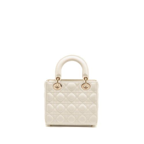 DIOR SMALL LADY DIOR MY ABCDIOR BAG CANNAGE LAMBSKIN WHITE LGHW