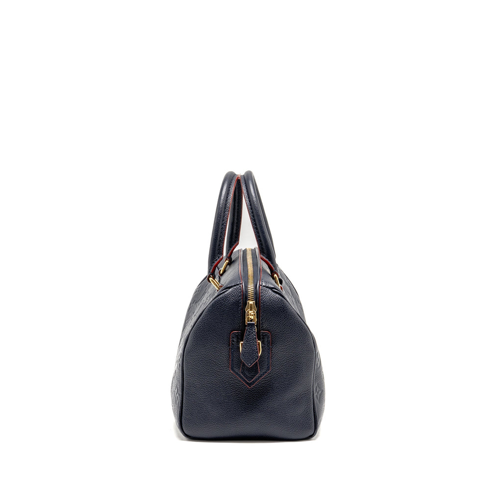 LOUIS VUITTON SPEEDY 25 BANDOULIERE MONOGRAM EMPREINTE NAVY / RED GHW