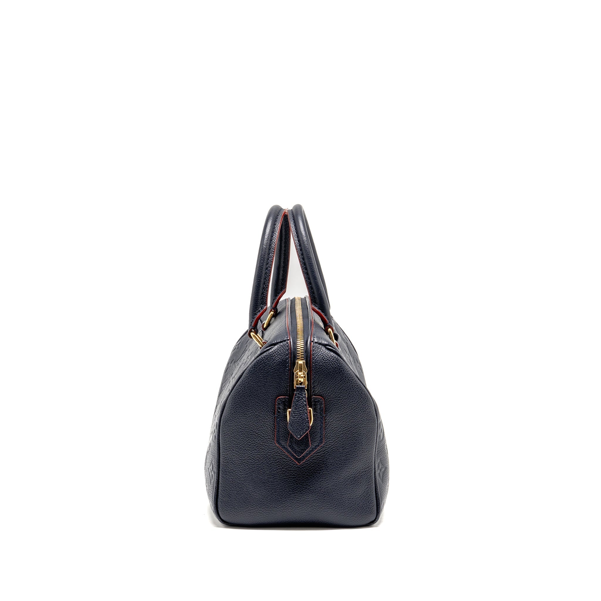 LOUIS VUITTON SPEEDY 25 BANDOULIERE MONOGRAM EMPREINTE NAVY / RED GHW