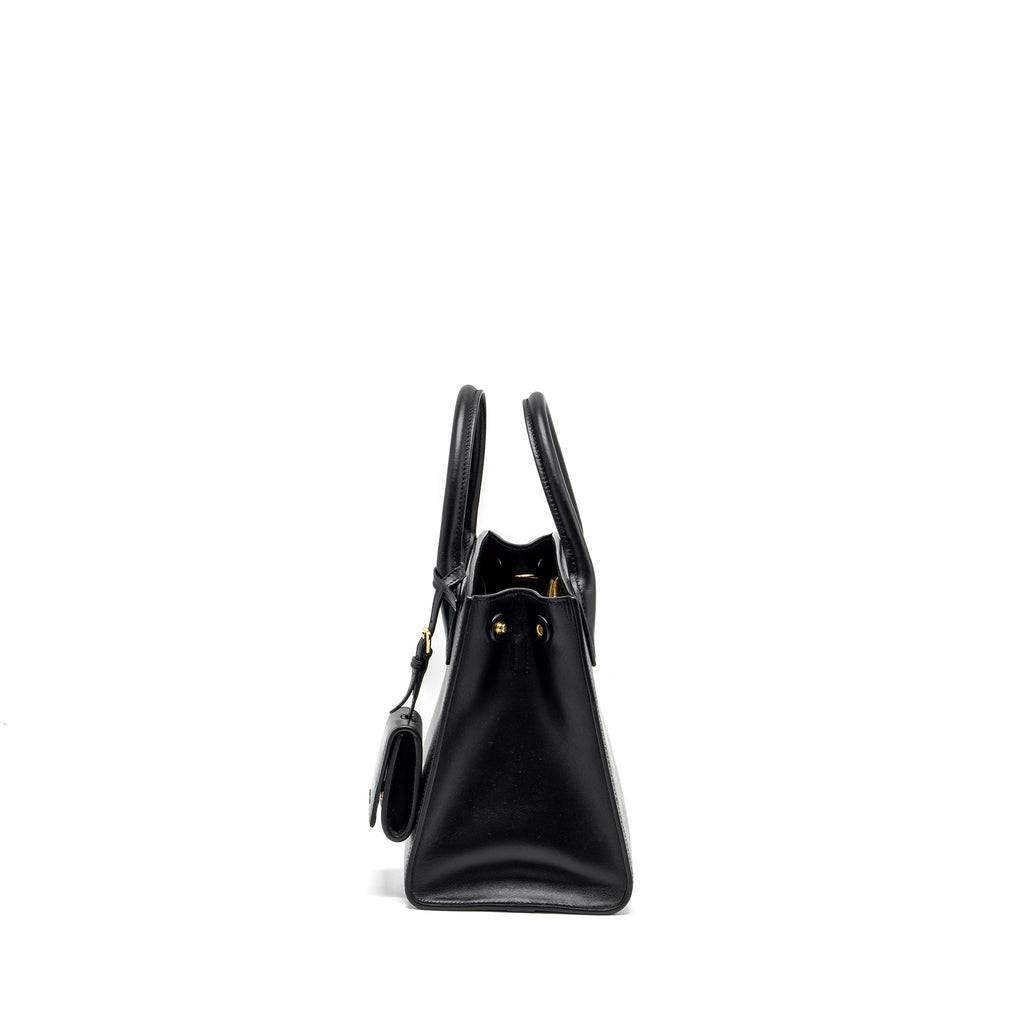 PRADA SMALL MONOCHROME TOTE BAG SAFFIANO CALFSKIN BLACK GHW