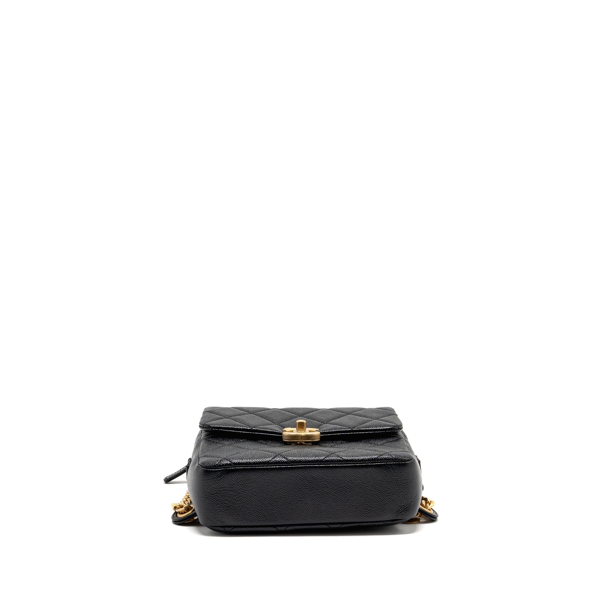 CHANEL QUILTED FLAP BACKPACK CAVIAR BLACK GHW (MICROCHIP)