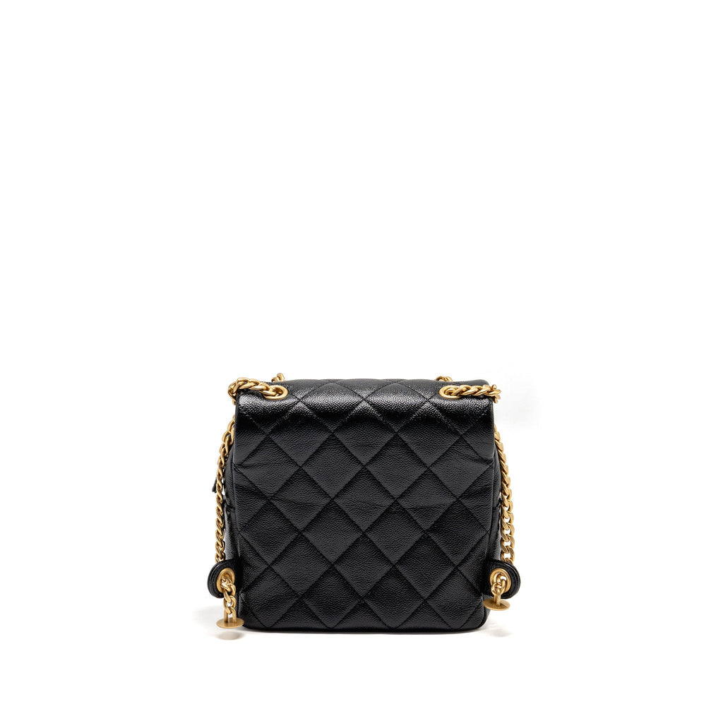 CHANEL QUILTED FLAP BACKPACK CAVIAR BLACK GHW (MICROCHIP)