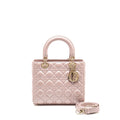 DIOR MEDIUM LADY DIOR LAMBSKIN IRIDESCENT PINK LGHW