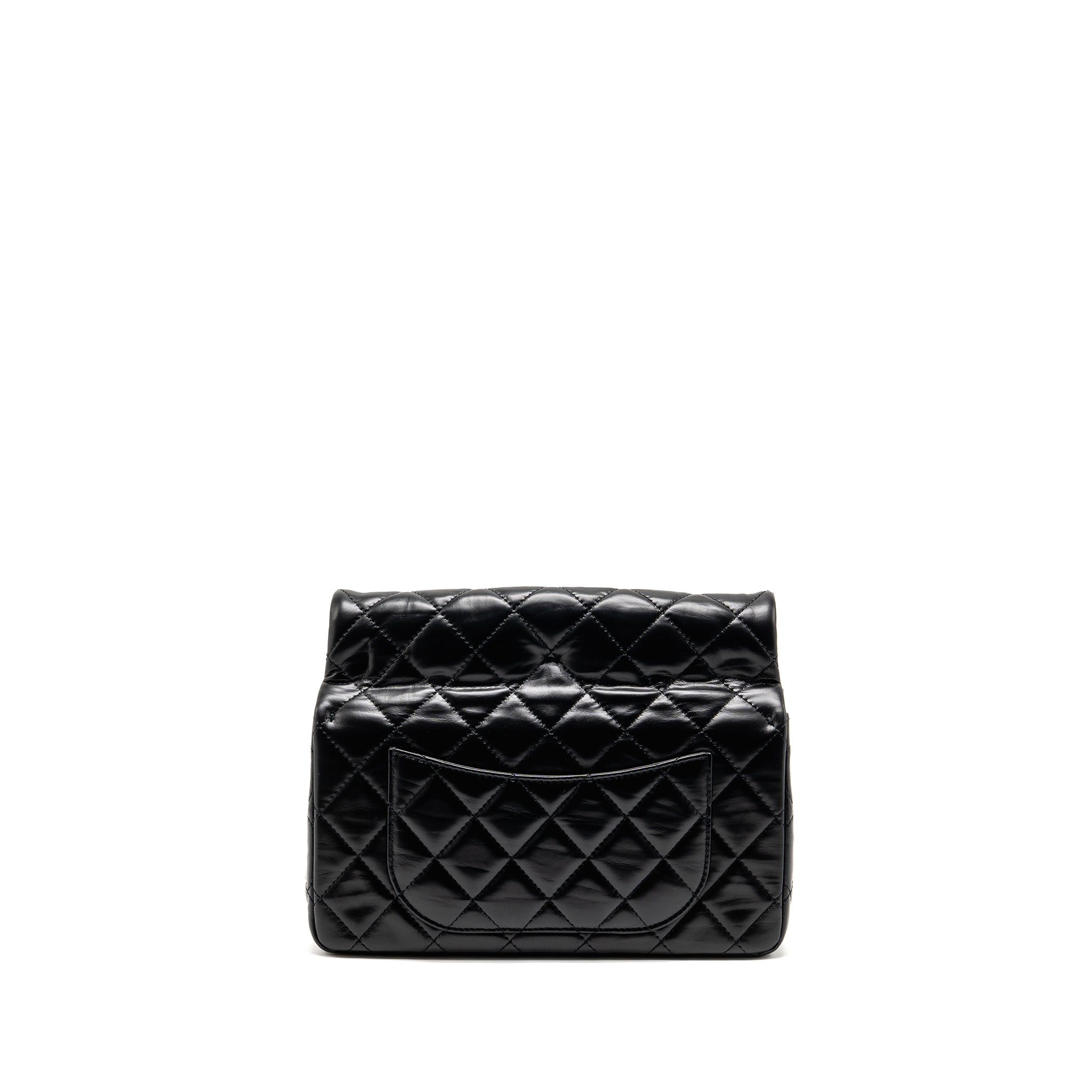 CHANEL 23A CLASSIC FLAP CLUTCH SHINY CALFSKIN BLACK GHW (MICROCHIP)