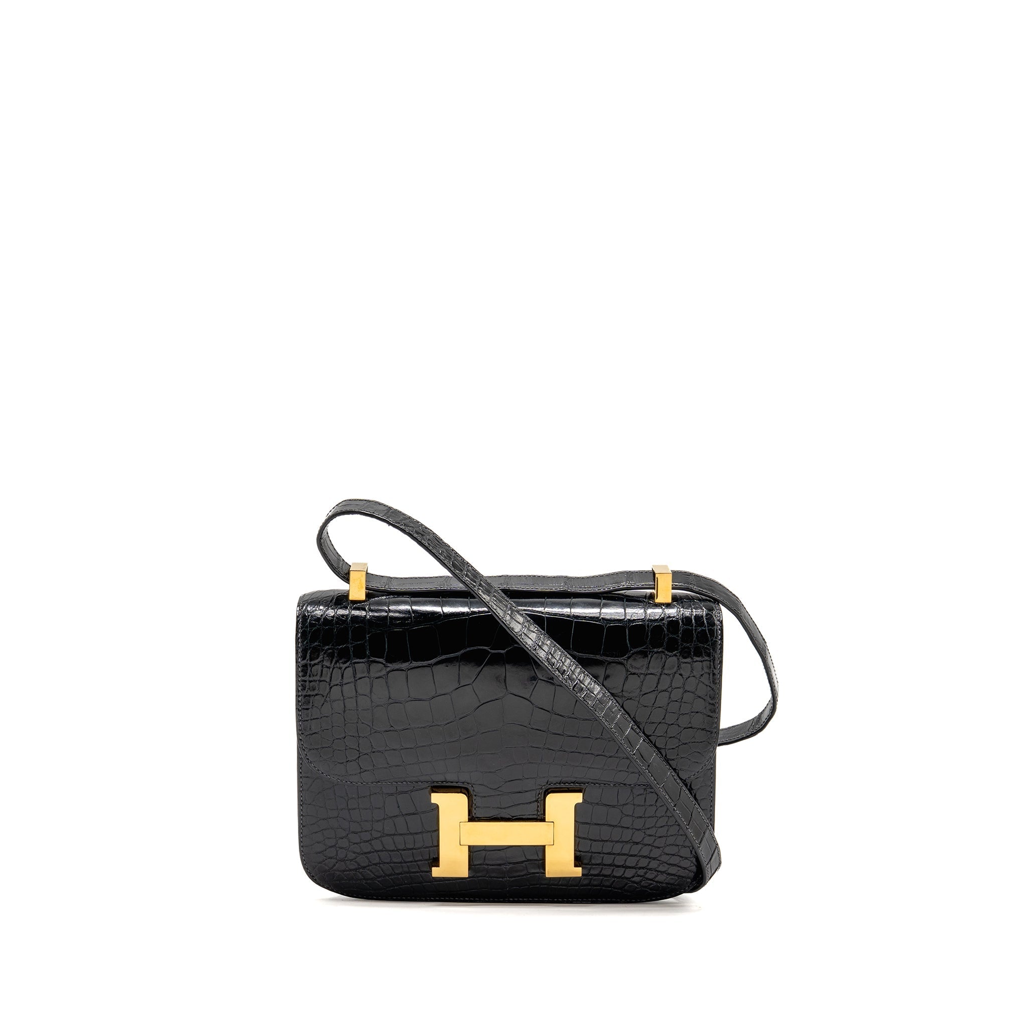 HERMES VINTAGE CONSTANCE 24 SHINY ALLIGATOR DARK BLUE GHW