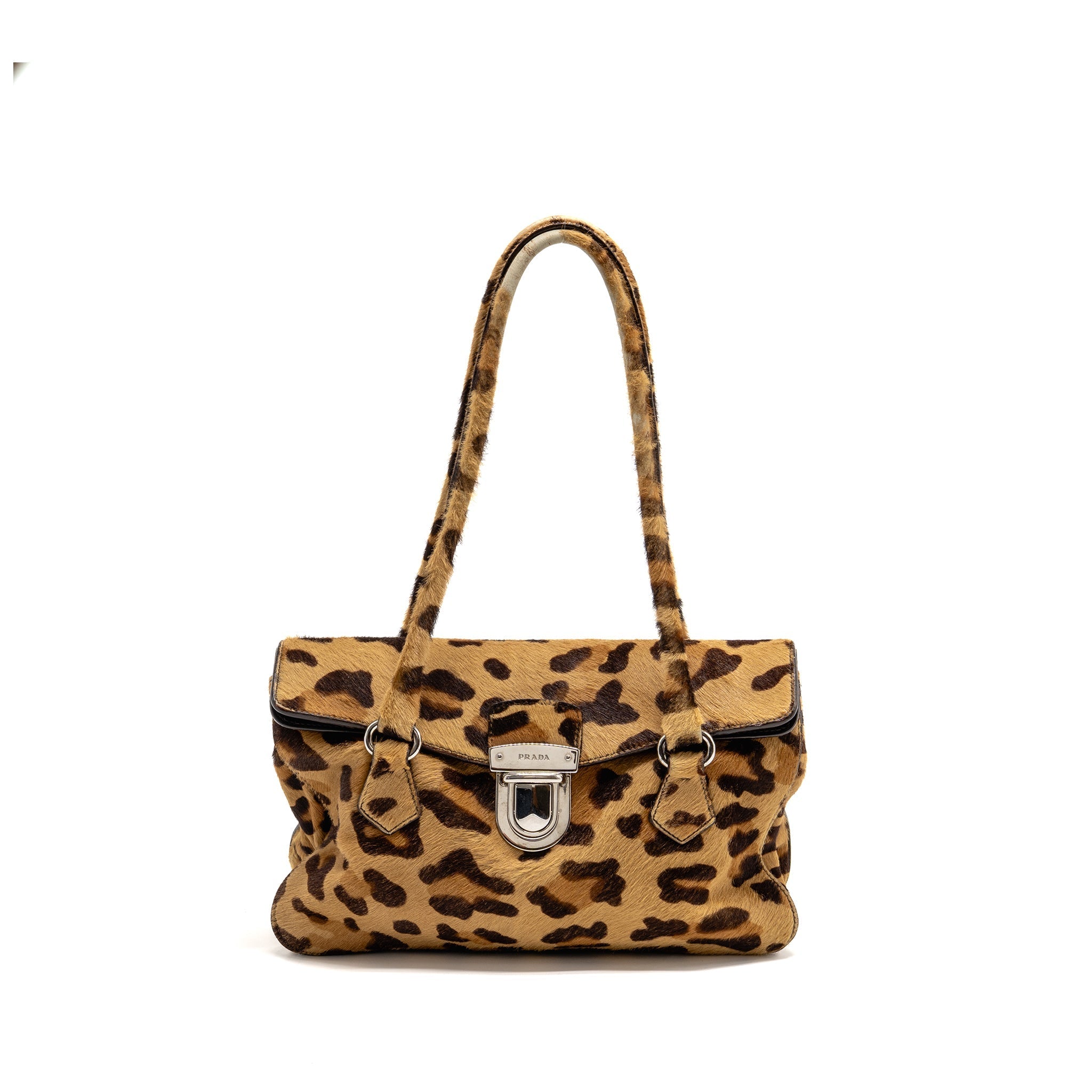PRADA LEOPARD PRINT SHOULDER BAG PONYHAIR MULTICOLOURED SHW