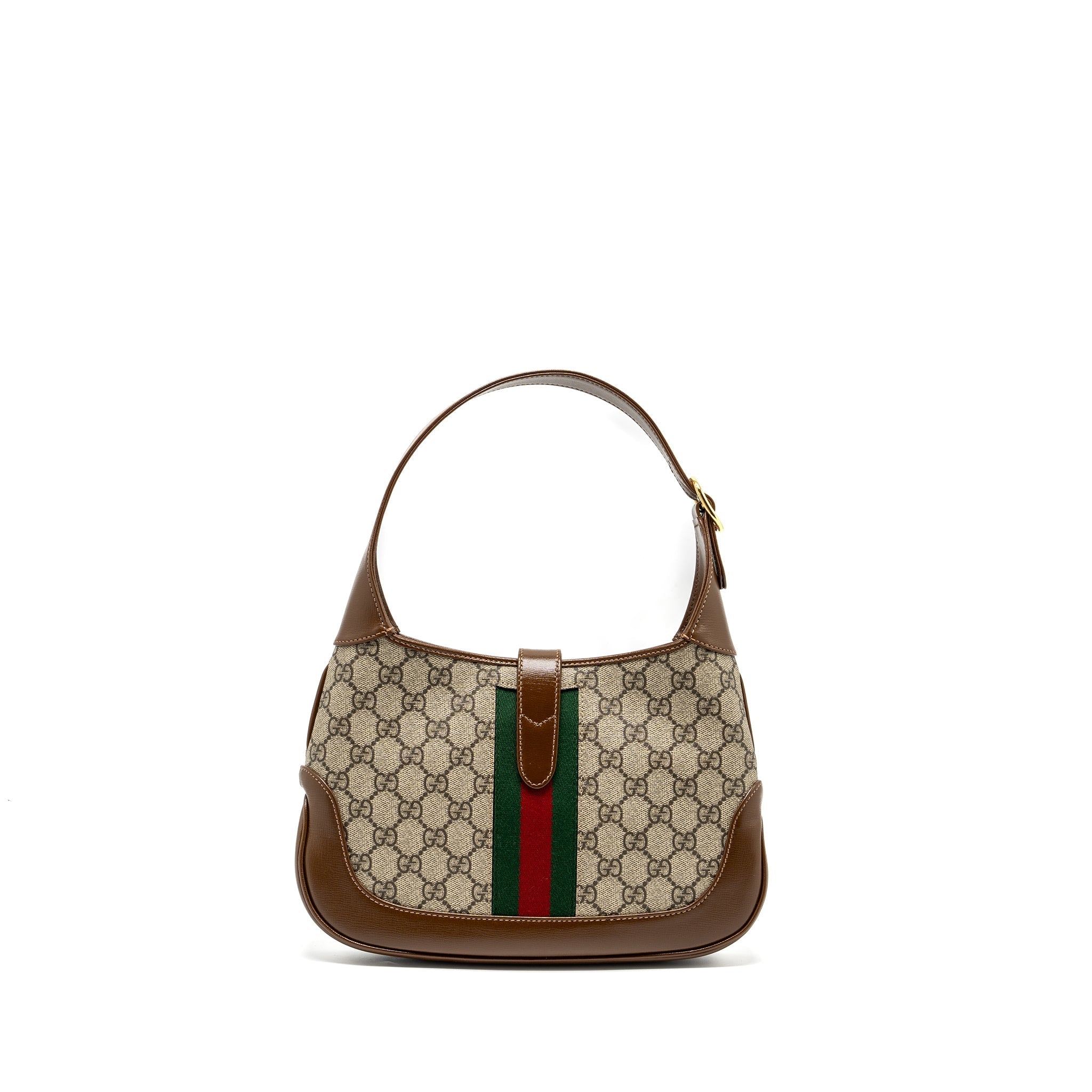 GUCCI JACKIE 1961 SMALL SHOULDER BAG GG SUPREME CANVAS/CALFSKIN BROWN/MULTICOLOUR GHW