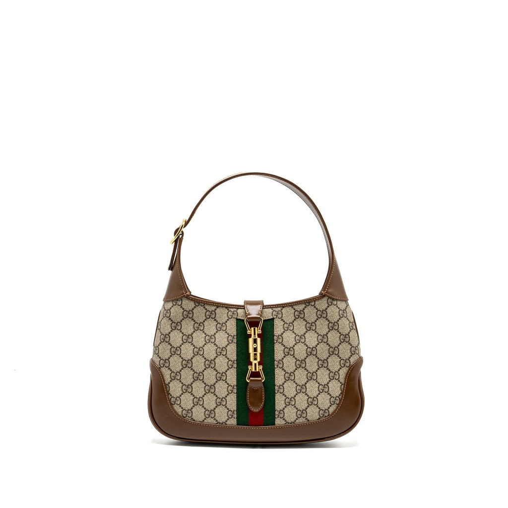 GUCCI JACKIE 1961 SMALL SHOULDER BAG GG SUPREME CANVAS/CALFSKIN BROWN/MULTICOLOUR GHW