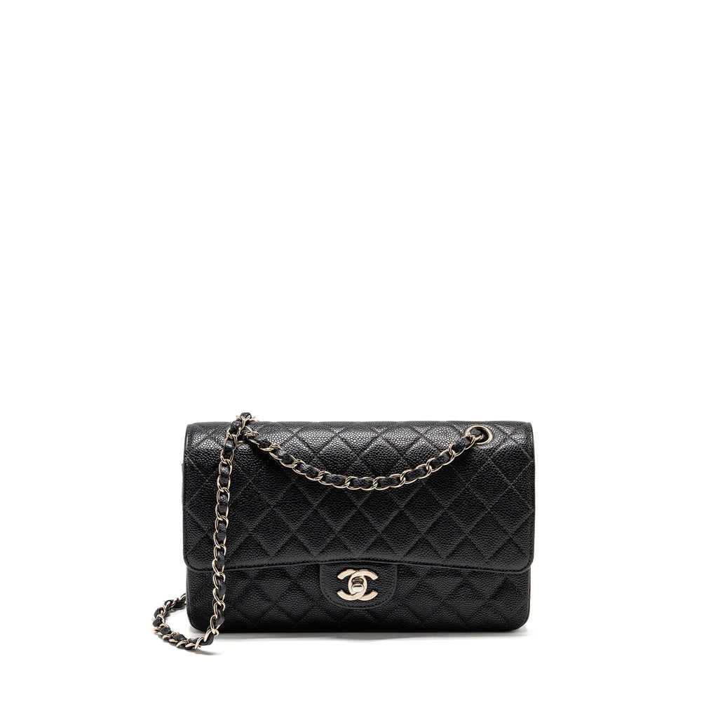 CHANEL MEDIUM CLASSIC DOUBLE FLAP BAG CAVIAR BLACK SHW