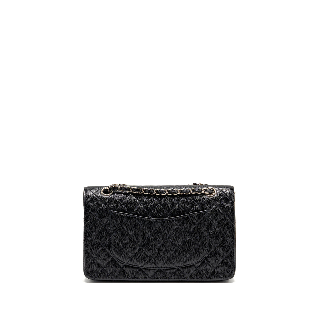 CHANEL MEDIUM CLASSIC DOUBLE FLAP BAG CAVIAR BLACK SHW