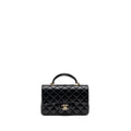 CHANEL TOP HANDLE MINI RECTANGULAR FLAP BAG LAMBSKIN BLACK LGHW (MICROCHIP)