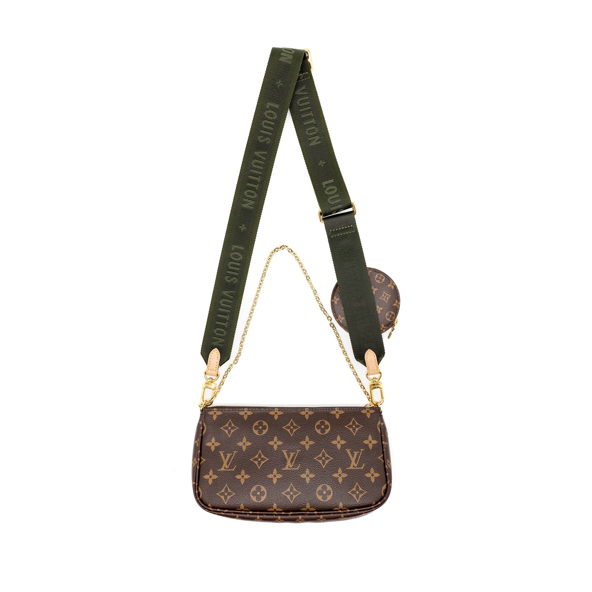 LOUIS VUITTON MULTI POCHETTE MONOGRAM CANVAS KHAKI STRAP GHW