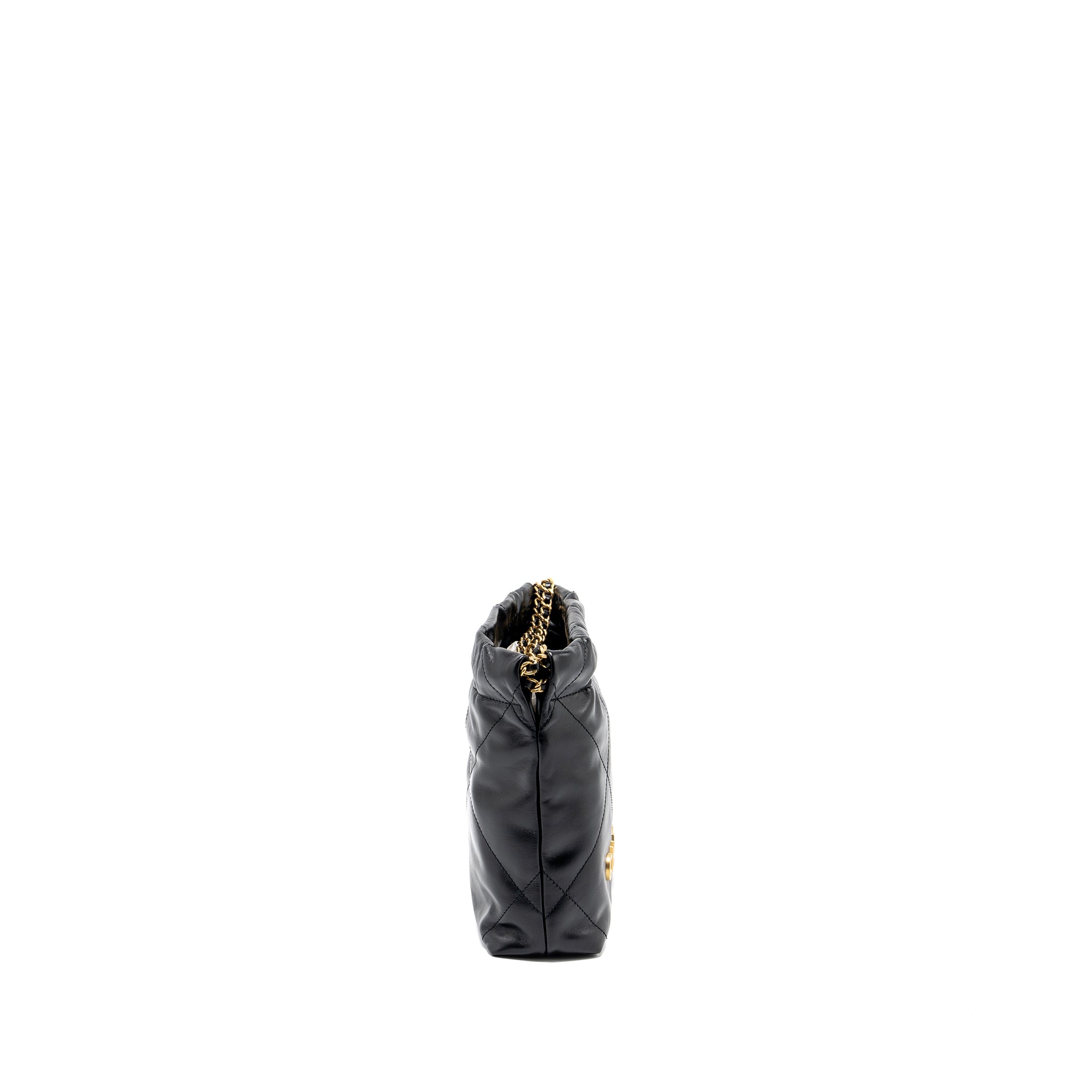 CHANEL MINI 22 BAG SHINY CALFSKIN BLACK GHW (MICROCHIP)