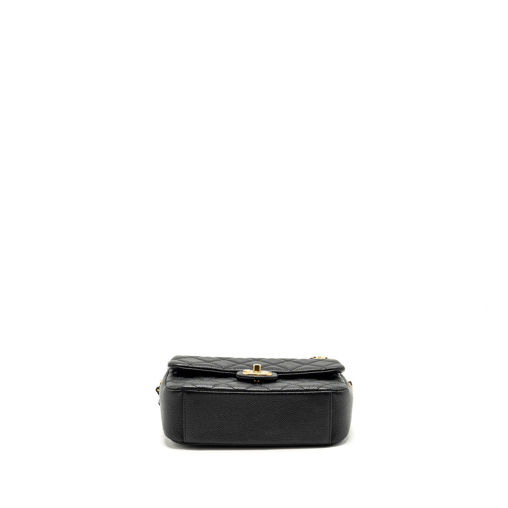 CHANEL 21A DETAILED CHAINS FLAP BAG CAVIAR BLACK GHW (MICROCHIP)