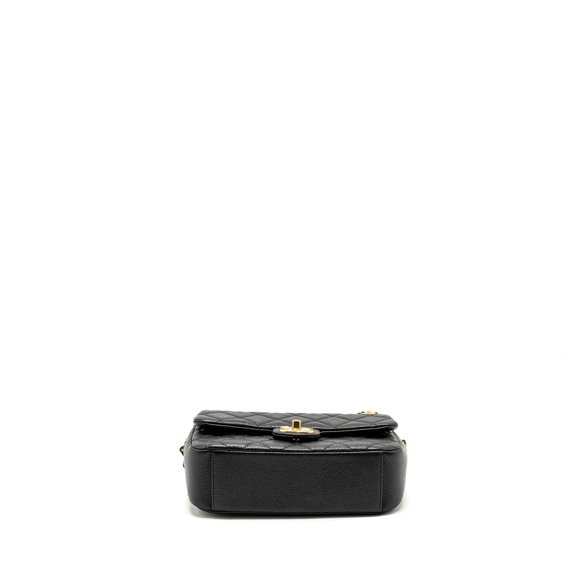 CHANEL 21A DETAILED CHAINS FLAP BAG CAVIAR BLACK GHW (MICROCHIP)