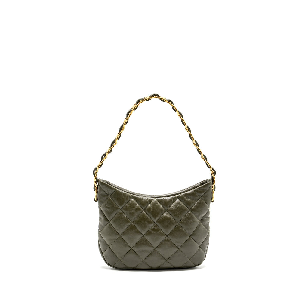 CHANEL 22K HOBO BAG LAMBSKIN GREEN GHW (MICROCHIP)