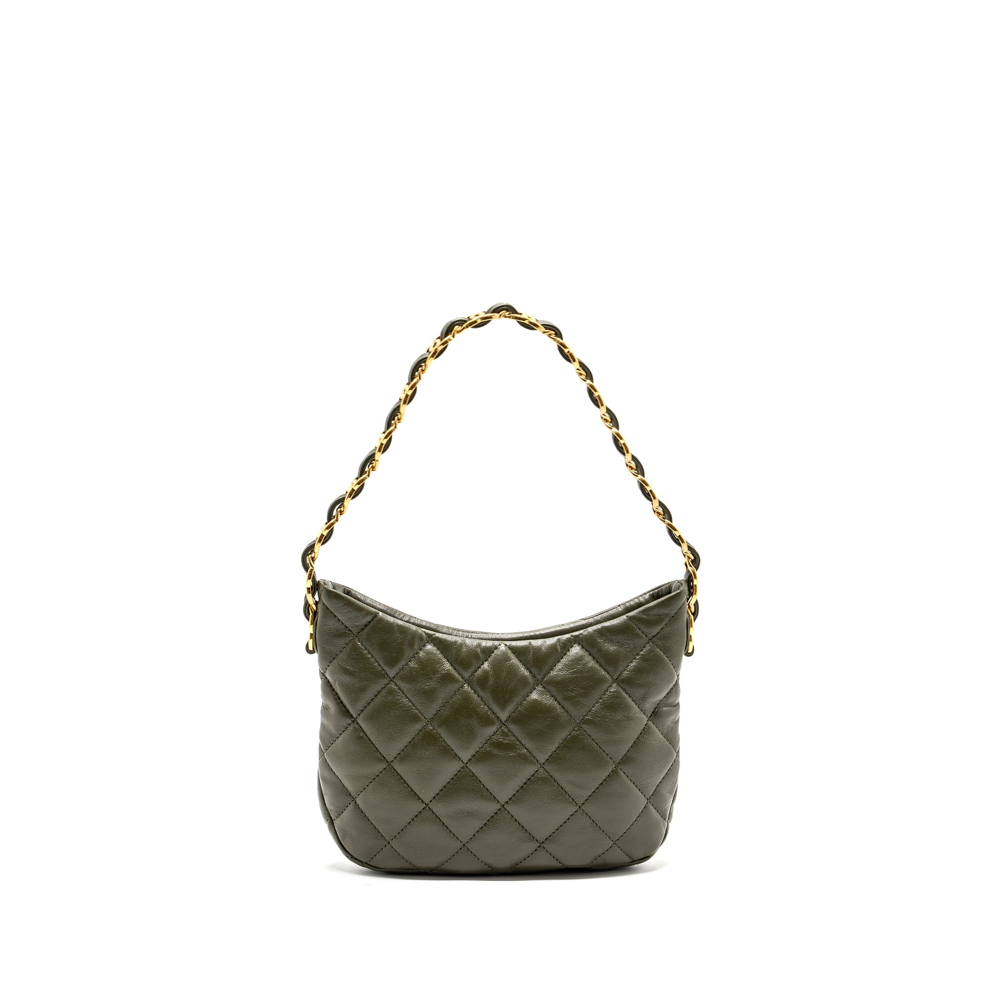 CHANEL 22K HOBO BAG LAMBSKIN GREEN GHW (MICROCHIP)