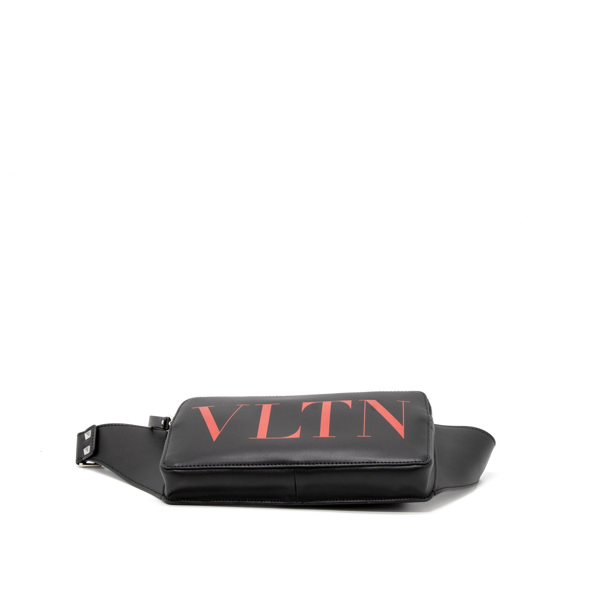 VALENTINO VLTN PRINT BELT BAG CALFSKIN BLACK/RED SHW