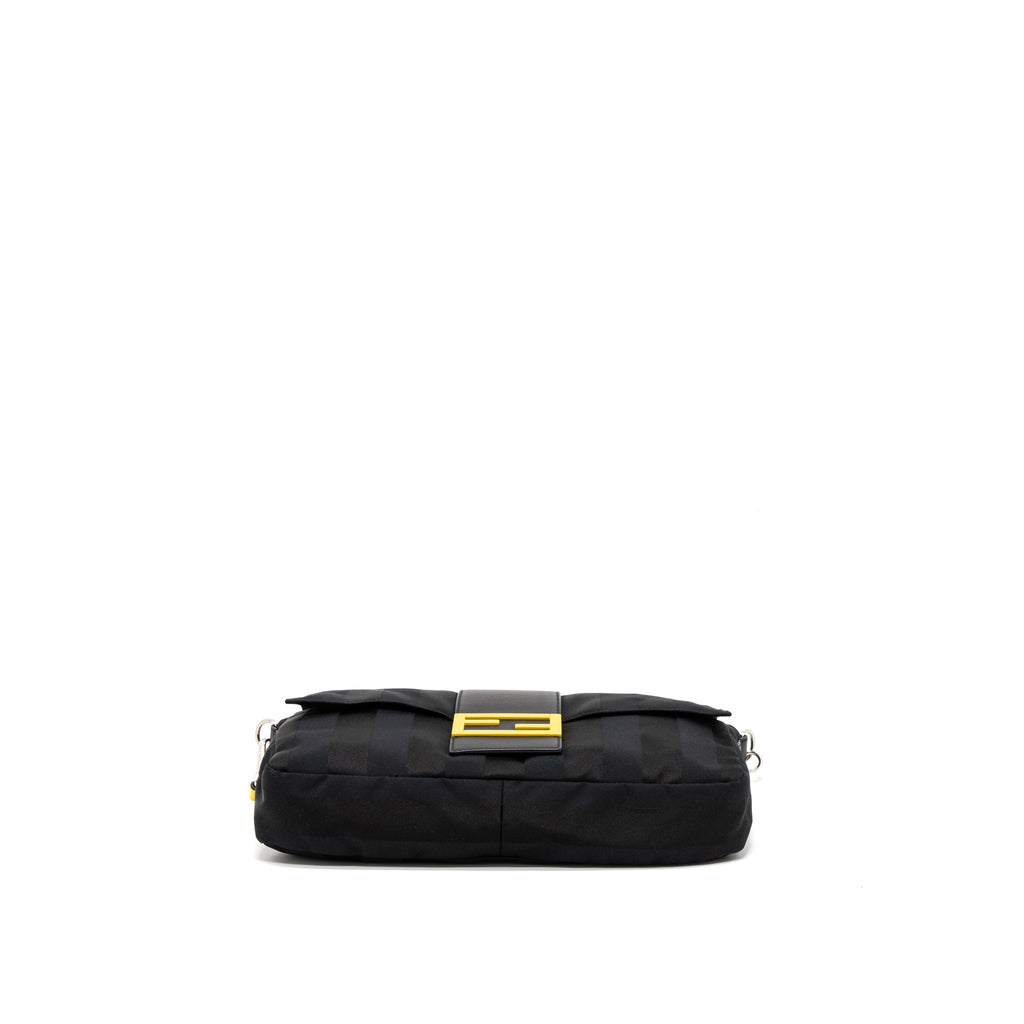 FENDI 20FW LARGE BAGUETTE BAG NYLON/LEATHER BLACK/YELLOW SHW