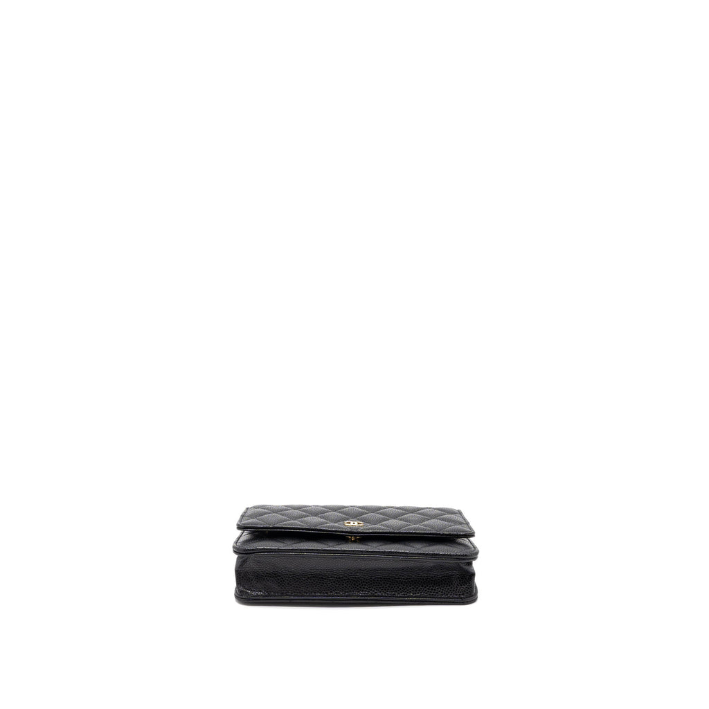 CHANEL CLASSIC WALLET ON CHAIN CAVIAR BLACK GHW (MICROCHIP)