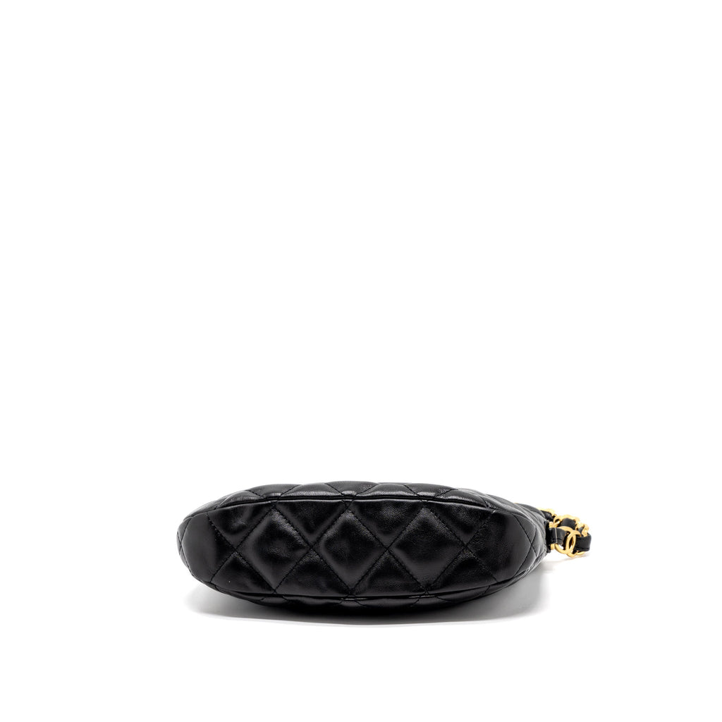 CHANEL 22K HOBO SHOULDER BAG LAMBSKIN BLACK GHW (MICROCHIP)