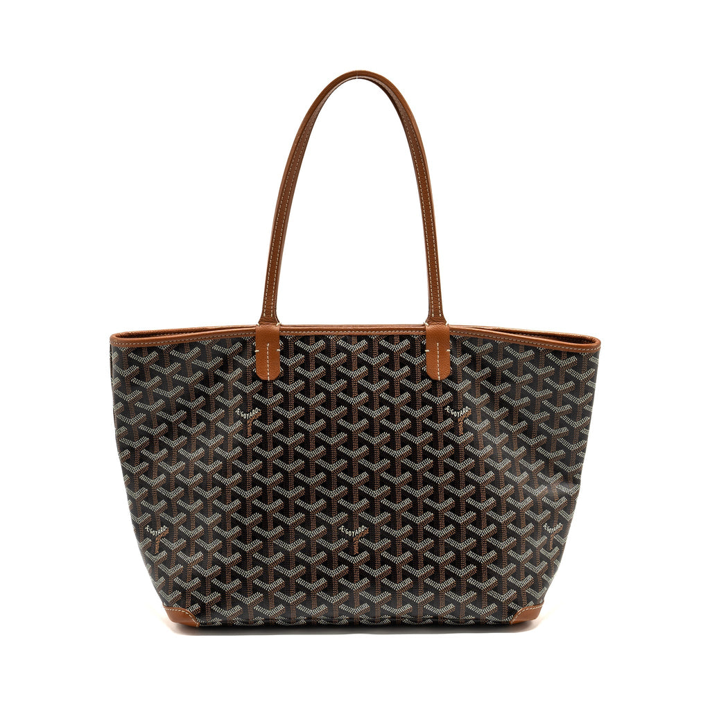GOYARD ARTOIS PM TOTE BAG GOYARDINE CANVAS BLACK/TAN SHW