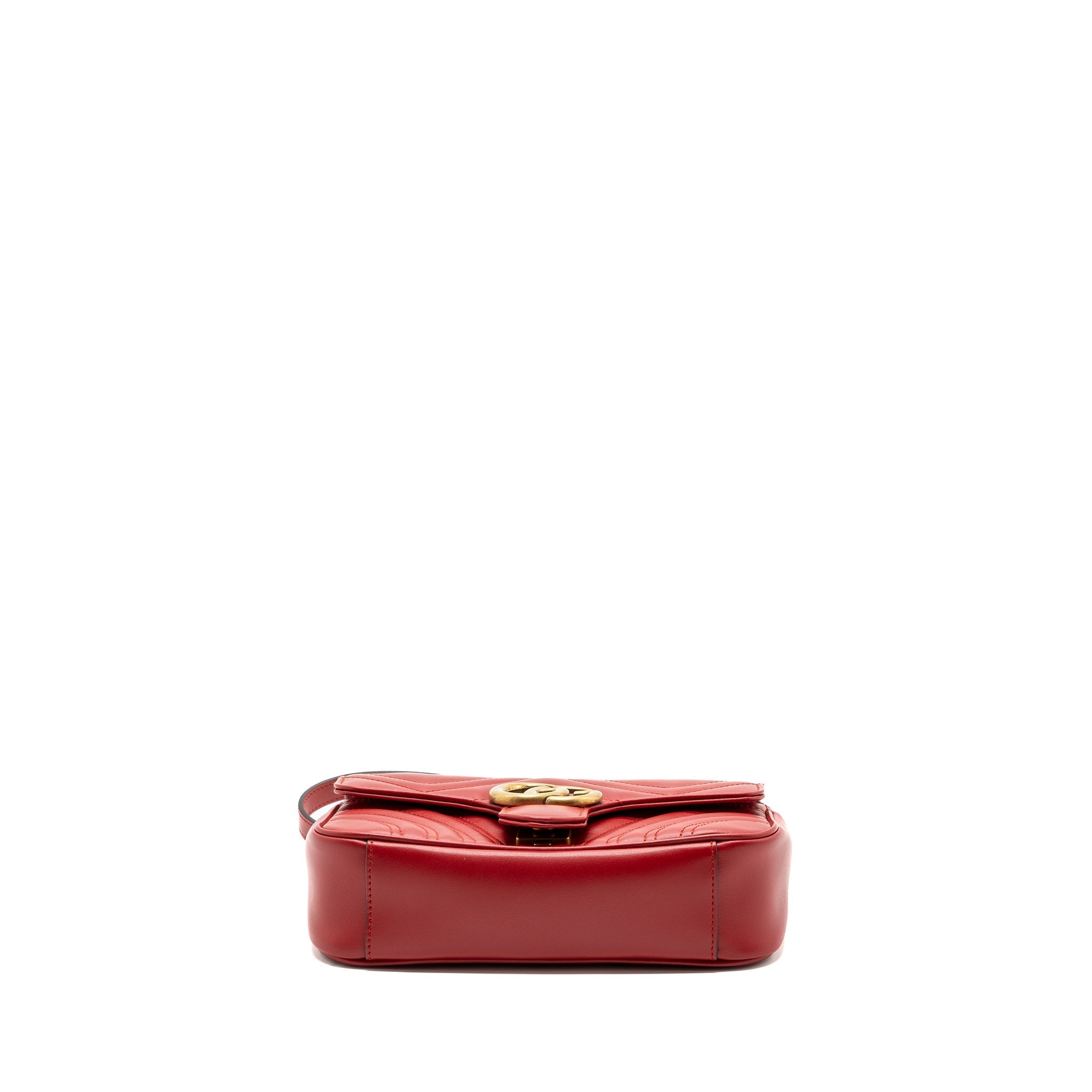 GUCCI SMALL GG MARMONT SHOULDER BAG CALFSKIN RED GHW